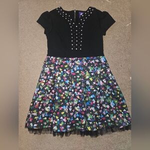 Colorful Heart Pattern Kids Dress Size 7/8